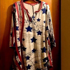 Patriotic red/white /blue comfortable top.